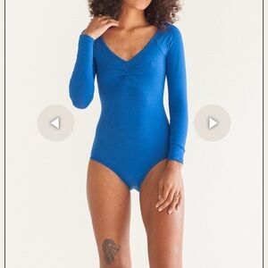 ARQ bodysuit in cobalt.